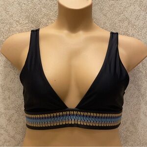 SHEIN Black Bikini Top with Blue and Gold Details